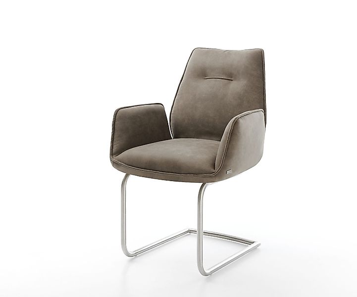 Freischwinger Zoa-Flex Mikrofaser Taupe Vintage Freischwinger rund Edelstah günstig online kaufen