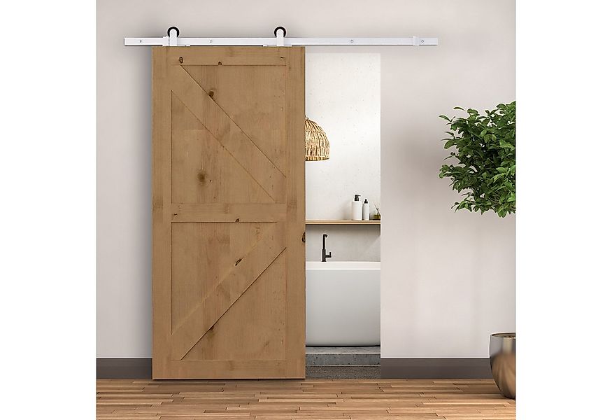 HOMCOM Türbeschlag 183 cm, mit Schienen, Rollen, Schienenstopper, Bodenbloc günstig online kaufen