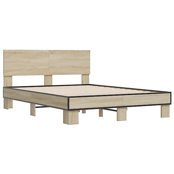 vidaXL Bettgestell Sonoma-Eiche 140x190 cm Holzwerkstoff und Metall 3280213 günstig online kaufen