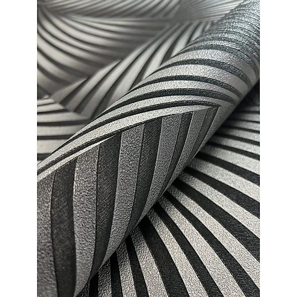 Newroom Vliestapete Sadou Silber Fächer Modern Strukturiert FSC® günstig online kaufen