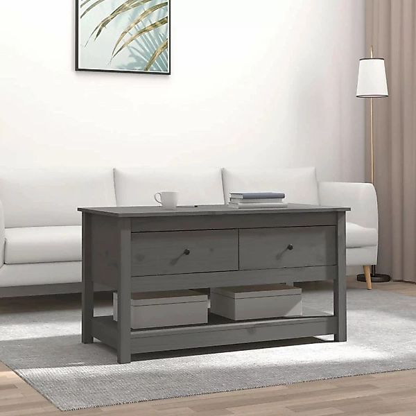 Vidaxl Couchtisch Grau 102x49x55 Cm Massivholz Kiefer günstig online kaufen