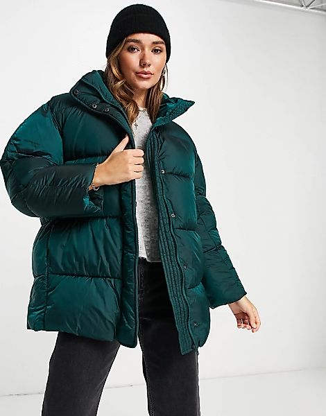 ASOS DESIGN Luxe – Wattierte Oversized-Jacke in Smaragdgrün günstig online kaufen