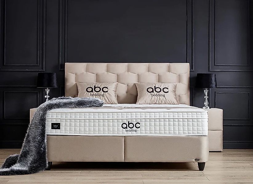 abc bedding Boxspringbett PALERMO Beige Samt günstig online kaufen