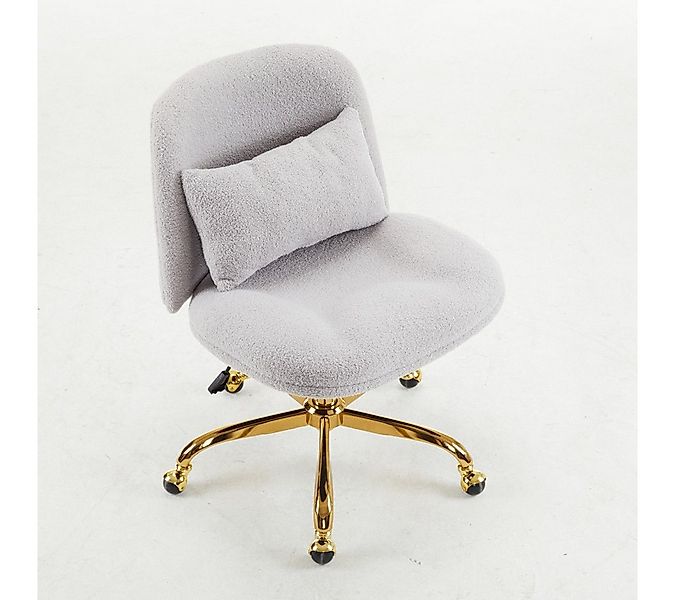 VINGLI Bürostuhl ohne Armlehne, Schminktisch Stuhl mit Lendenkissen, Teddy- günstig online kaufen
