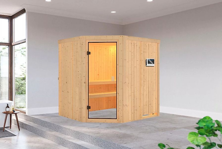welltime Sauna »Jupiter«, (Set), 9 kW-Bio-Ofen mit ext. Steuerung günstig online kaufen