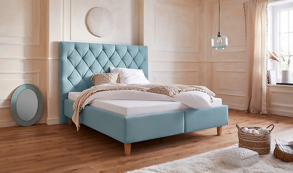 Home affaire Polsterbett "Sunley 140", Kreuzsteppung, Kopfteilhöhe 142 cm, günstig online kaufen