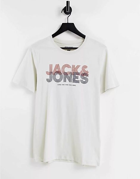 Jack & Jones – T-Shirt in Weiß mit großem Logo günstig online kaufen