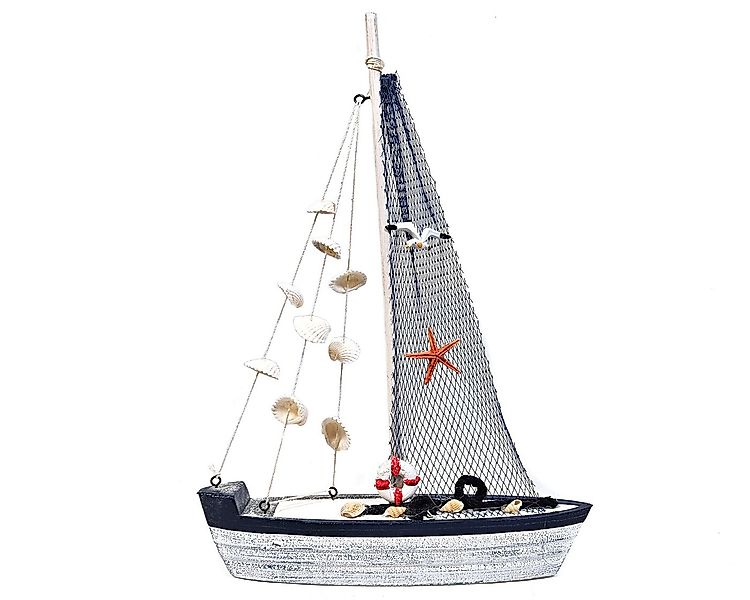 Yudu Dekofigur Deko Segelboot Boot Schiff Holz Seestern Seevögel Muscheln M günstig online kaufen