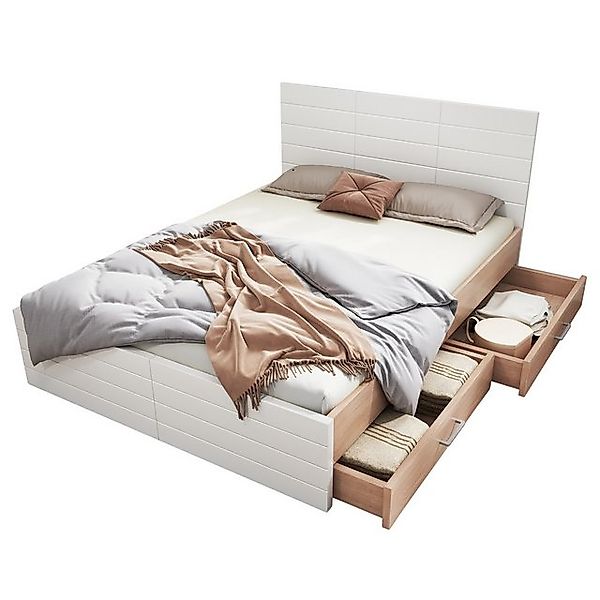 Gotagee Holzbett Doppelbett Modern Jugendbett Gästebett mit 2 Schubladen Be günstig online kaufen