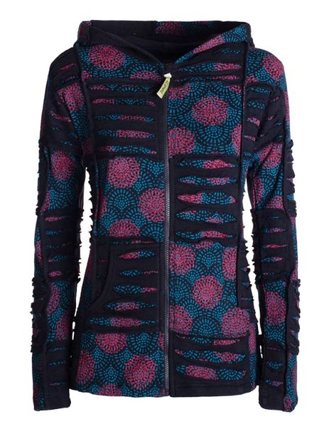 Vishes Kapuzensweatjacke Damen Patchwork Jacke Blumen-Sweatjacke günstig online kaufen