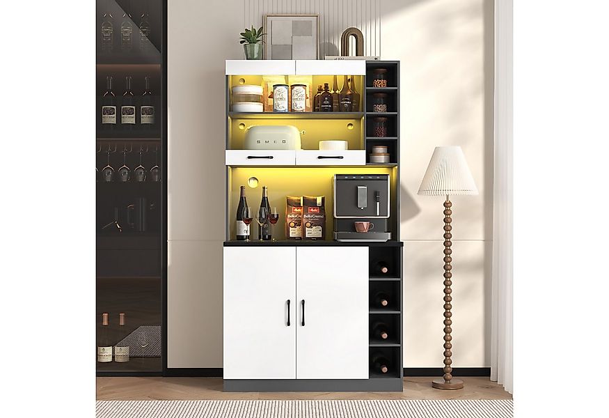 Ulife Küchenbuffet Küchenschrank, Buffet mit LED-Ambiente-Beleuchtung und K günstig online kaufen