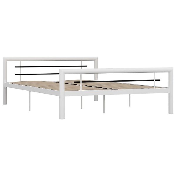Bettgestell Weiß Und Schwarz Metall 160ã200 Cm günstig online kaufen