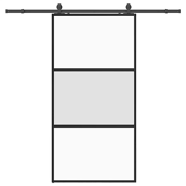 vidaXL Schiebetür mit Beschlag Schwarz 102,5x205 cm Hartglas 3375959 günstig online kaufen