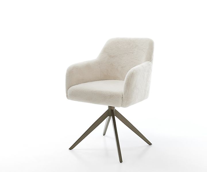 Drehstuhl Greg-Flex Plüsch Creme-Weiß Kreuzgestell breit Effektfinish Titan günstig online kaufen