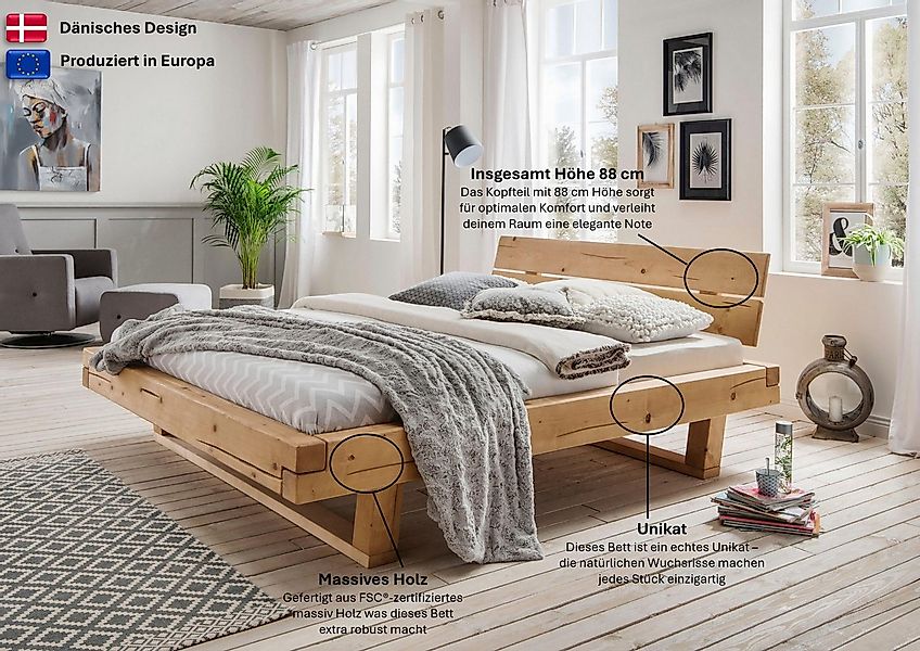 Home affaire Massivholzbett Ultima Balkenbett Doppelbett, Füße mit Kufenfor günstig online kaufen