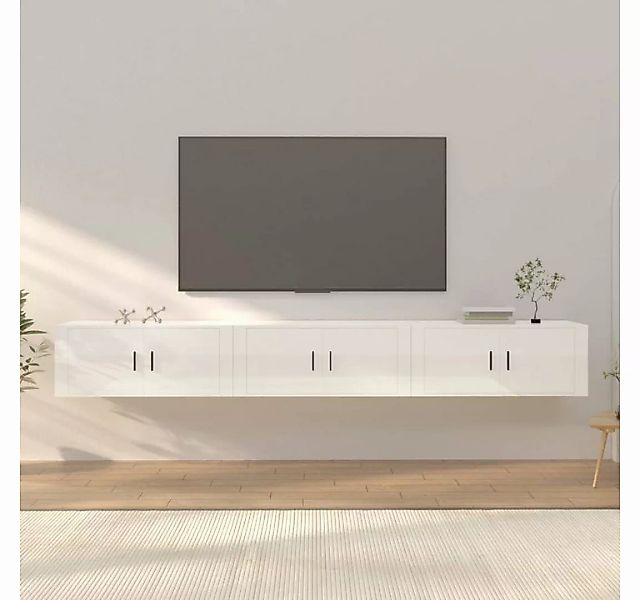 furnicato TV-Schrank TV-Wandschränke 3 Stk. Hochglanz-Weiß 100x34,5x40 cm günstig online kaufen