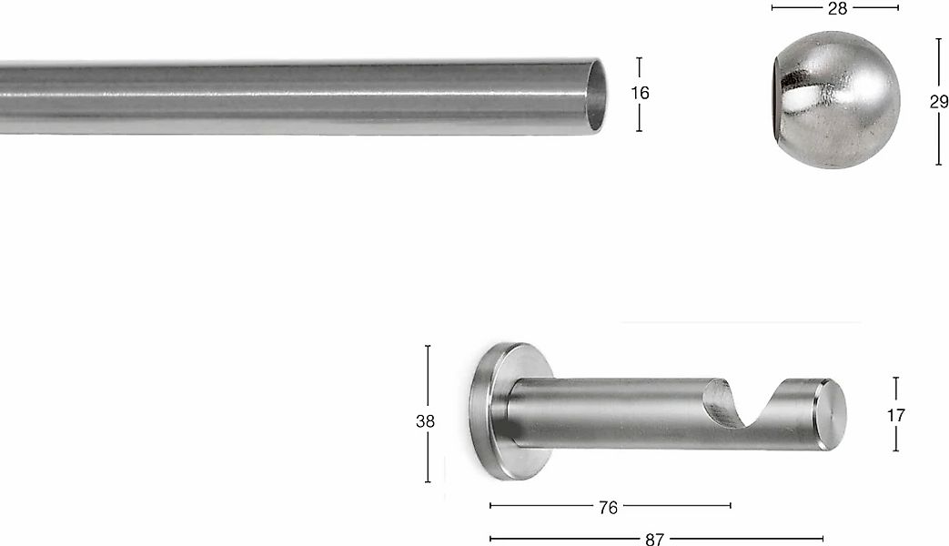 GARESA Gardinenstange "KUGEL" Ø 16 mm 1 läufig-läufig Wunschmaßlänge Vorhan günstig online kaufen