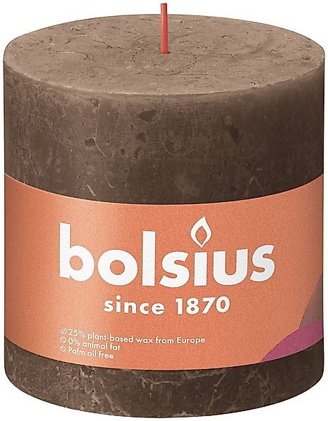 Bolsius Stumpenkerze Bolsius Rustik Stumpenkerze wildleder braun, Höhe: günstig online kaufen