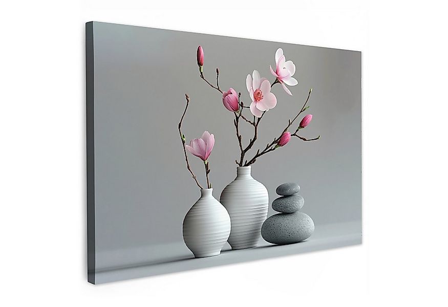 OneMillionCanvasses® Leinwandbild Magnolie - Blumen - Rosa - Zen-Steine, Fo günstig online kaufen