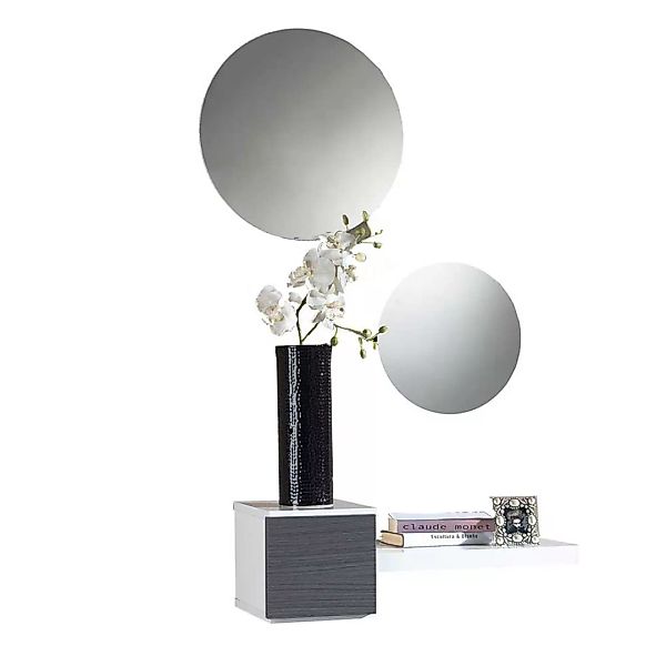 Wandkonsole und zwei Spiegel in Dunkelgrau Weiß Hochglanz modern (dreiteili günstig online kaufen