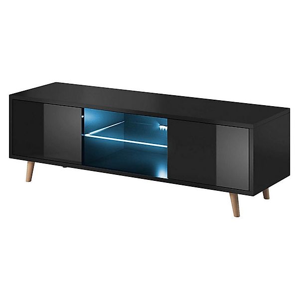 TV-Board Sweden schwarz matt schwarz Hochglanz B/H/T: ca. 140x45x42 cm günstig online kaufen