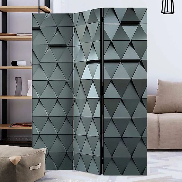 Metalloptik Paravent mit geometrischem Muster Grau günstig online kaufen