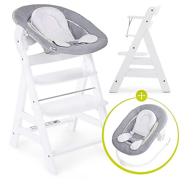 Hauck Hochstuhl Alpha Plus White Newborn Set (Set), Holz Babystuhl ab Gebur günstig online kaufen