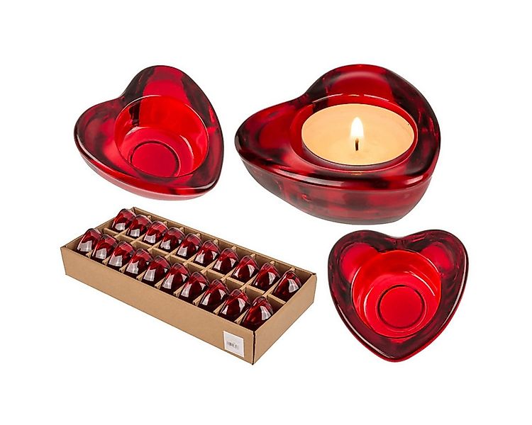 Out of the Blue Teelichthalter Roter Glas-Teelichthalter, Herz, ca. 8 x 8 c günstig online kaufen