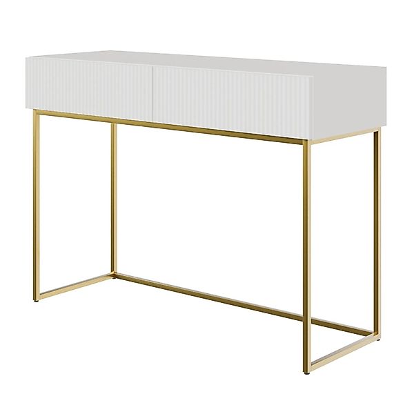 Selsey Veldio Schminktisch 110 cm mit Lamellenfront und Zwei Schubladen Wei günstig online kaufen