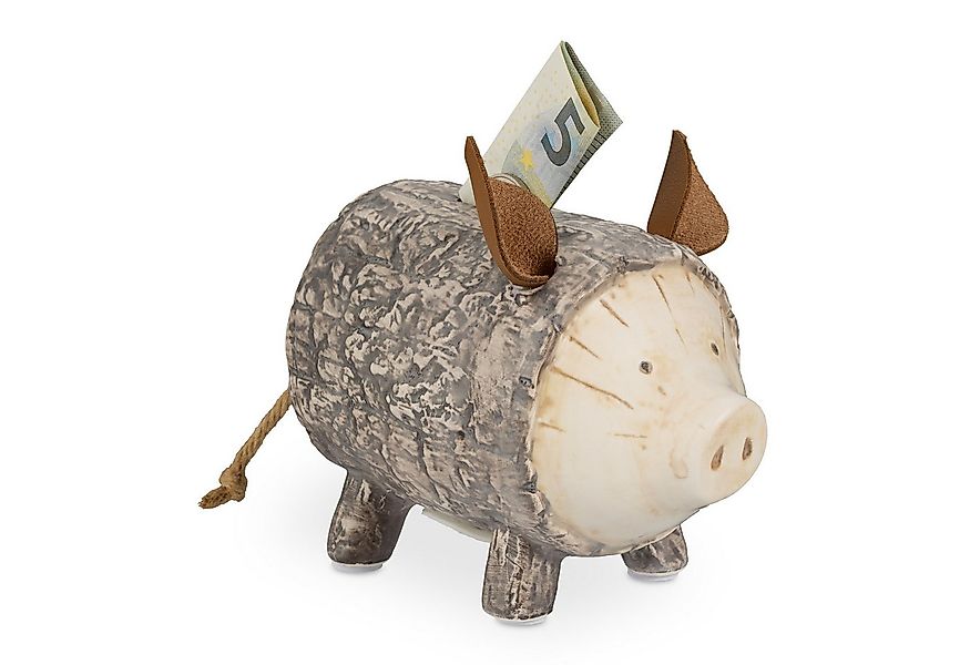 relaxdays Spardose Sparschwein Baumrinde günstig online kaufen
