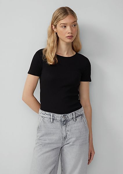 QS Kurzarmshirt Schmal geschnittenes Shirt mit günstig online kaufen