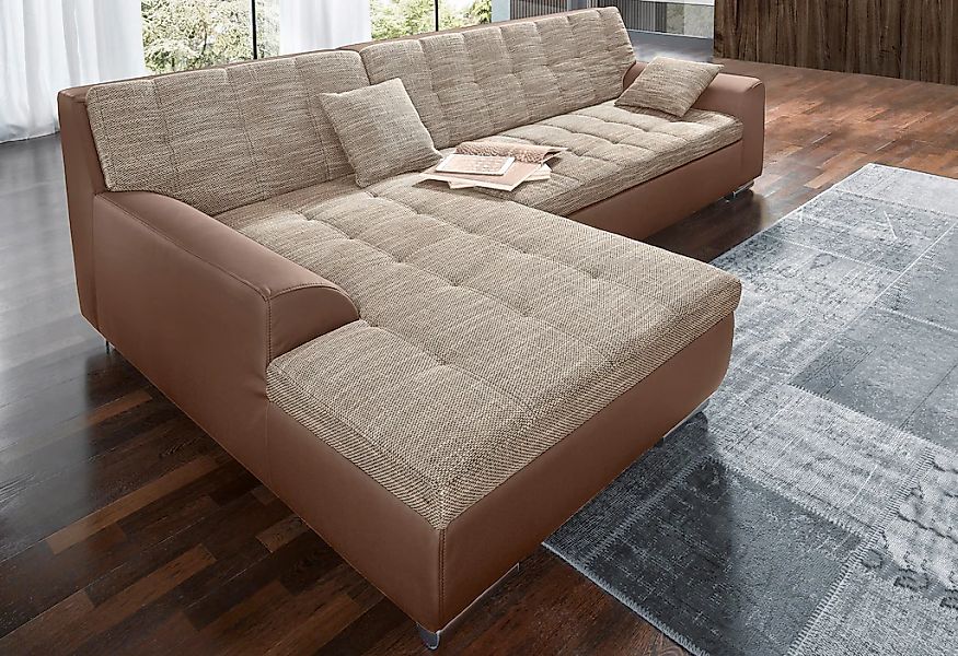 DOMO collection Ecksofa Treviso, wahlweise mit Bettfunktion, incl. Zierkiss günstig online kaufen