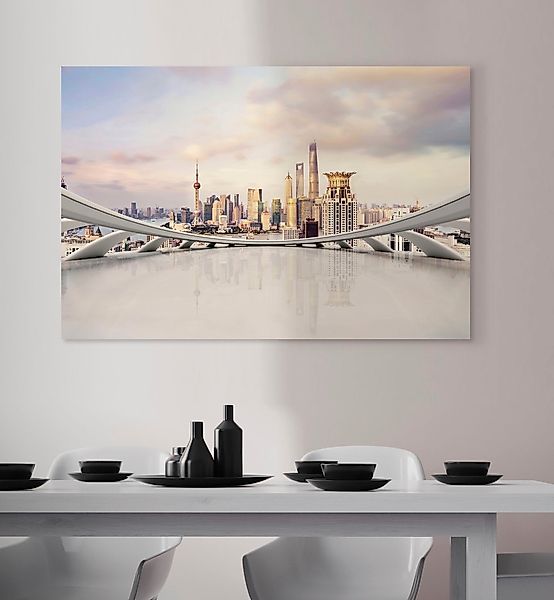 queence Acrylglasbild »Stadt«, Elemente der Architektur-Gebäude-Städte-Skyl günstig online kaufen