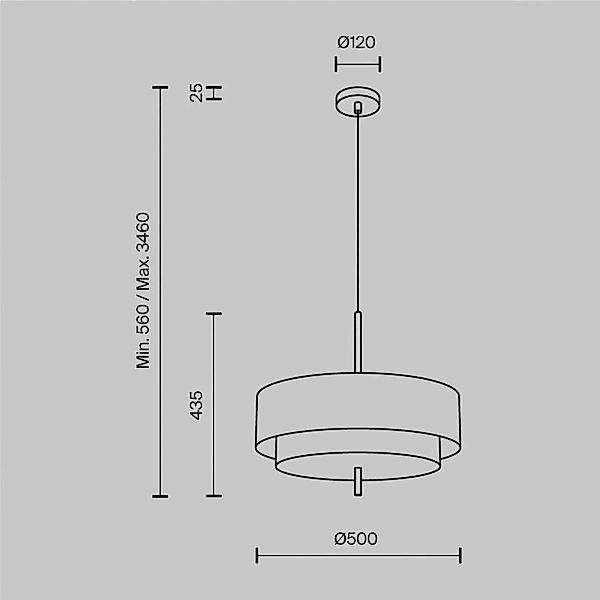 Maytoni Hängeleuchte Bergamo, weiß/schwarz, Ø 50 cm, Leinen günstig online kaufen