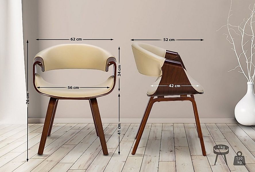 CLP Esszimmerstuhl Foley (1er, 1 St), Stoff oder Kunstlederbezug mit Holzge günstig online kaufen