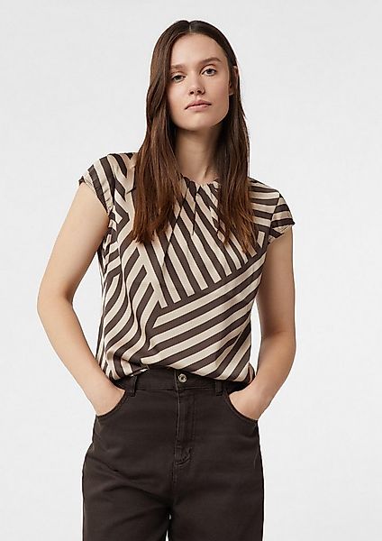 comma Kurzarmbluse Bluse Satinbluse mit Raffung und All-over-Print günstig online kaufen
