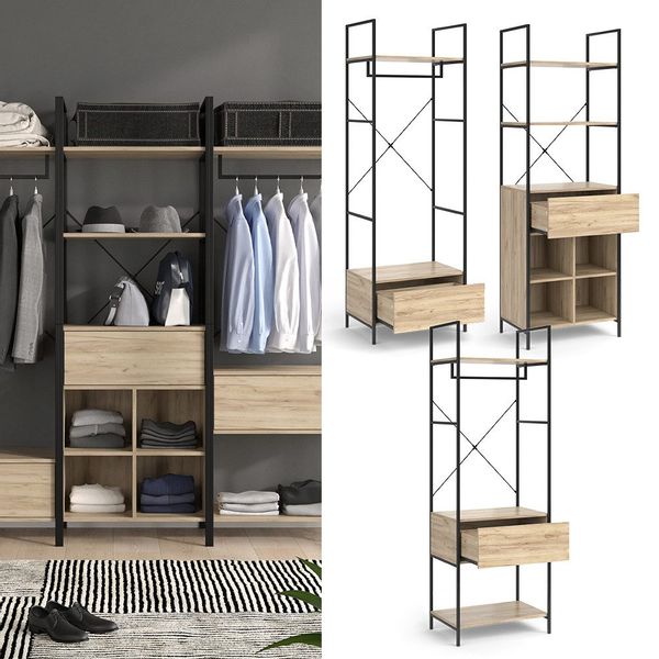 Vicco Kleiderschrank Enya, Holz/Schwarz, 60 x günstig online kaufen