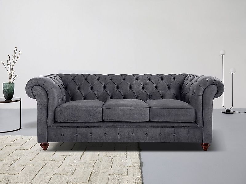 Home affaire Chesterfield-Sofa Chesterfield 3-Sitzer B/T/H: 198/89/74 cm, m günstig online kaufen