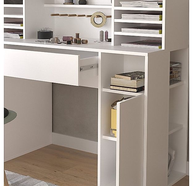 Vicco Schreibtisch, Weiß, 126.8 x 50 cm XL mit Regale (1-St) günstig online kaufen