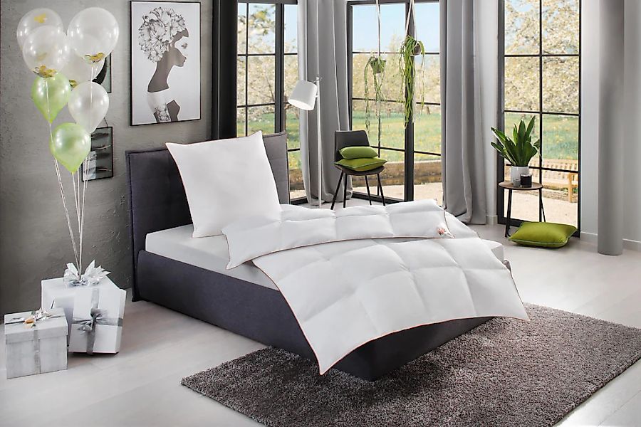 RIBECO Daunenbettdecke + Kopfkissen "Ella" zum Top-Preis günstig online kaufen