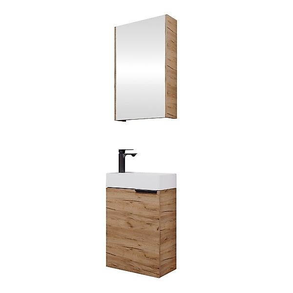 Planetmöbel Badmöbel-Set Badmöbel-Set 40cm mit Spiegelschrank günstig online kaufen