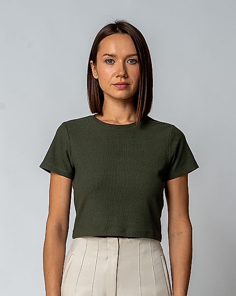GORG Kurzarmshirt Damen Geripptes Cropped T-Shirt günstig online kaufen