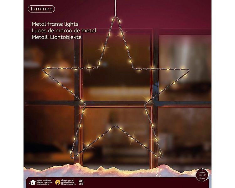 Lumineo LED Stern LED Metall-Stern 40 LED 38 cm klassisch warm, Timer, Klas günstig online kaufen