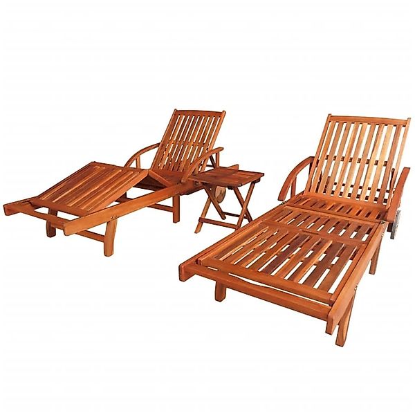 vidaXL Sonnenliegen 2 Stk. mit Tisch Akazie Massivholz günstig online kaufen