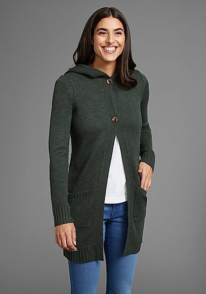 KangaROOS Kapuzenstrickjacke mit aufgesetzten Taschen und breiten Rippbündc günstig online kaufen