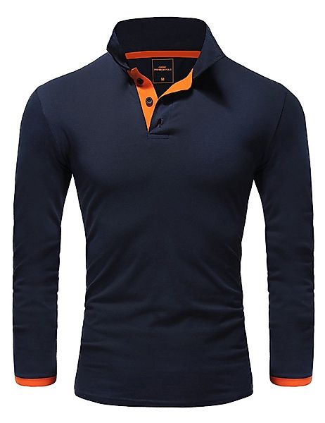Amaci&Sons Poloshirt CHARLOTTE Langarm Kontrast Poloshirt günstig online kaufen