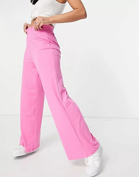 ASOS DESIGN – Jerseyhose mit weitem Bein in rosa Kalk günstig online kaufen