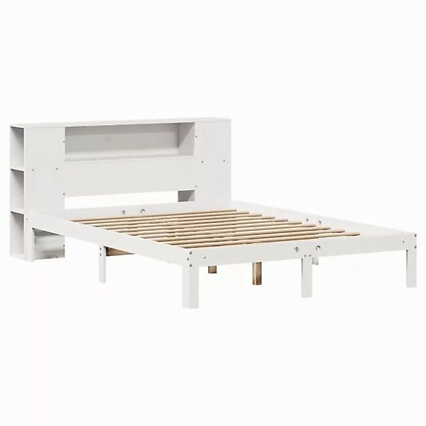 vidaXL Bett Massivholzbett mit Regal ohne Matratze Weiß 150x200 cm Kiefer günstig online kaufen