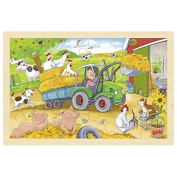 goki Rahmenpuzzle Einlegepuzzle Kleiner Traktor Holzpuzzle günstig online kaufen
