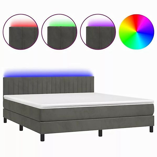 vidaXL Boxspringbett Boxspringbett mit Matratze LED Dunkelgrau 160x200 cm S günstig online kaufen